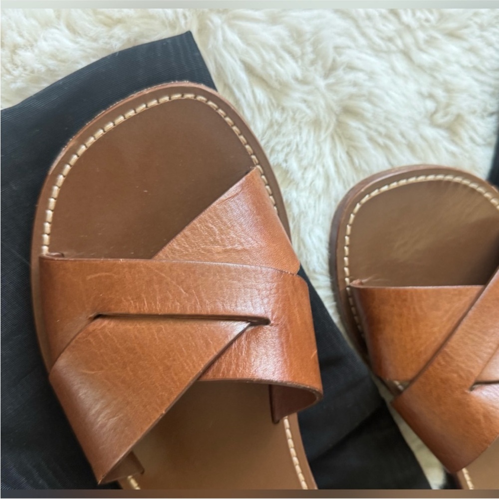 Celine Women's Brown leather Slide Sandals with dust bag and a box. - Picture 3 of 7